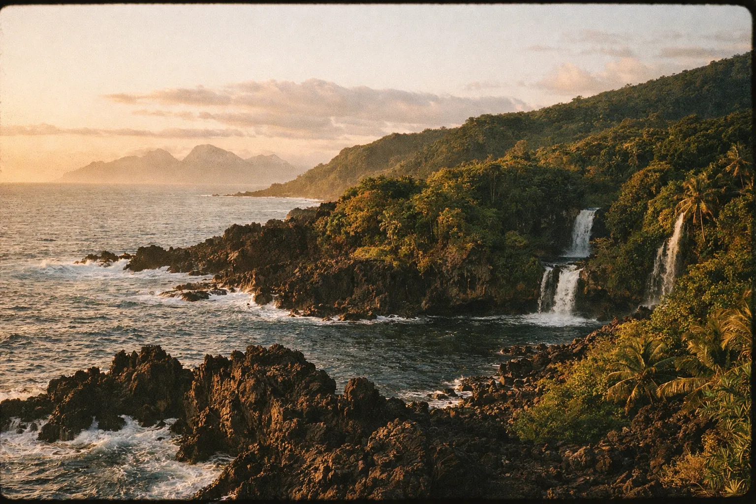 Hawaii's diverse topography during golden hour.
