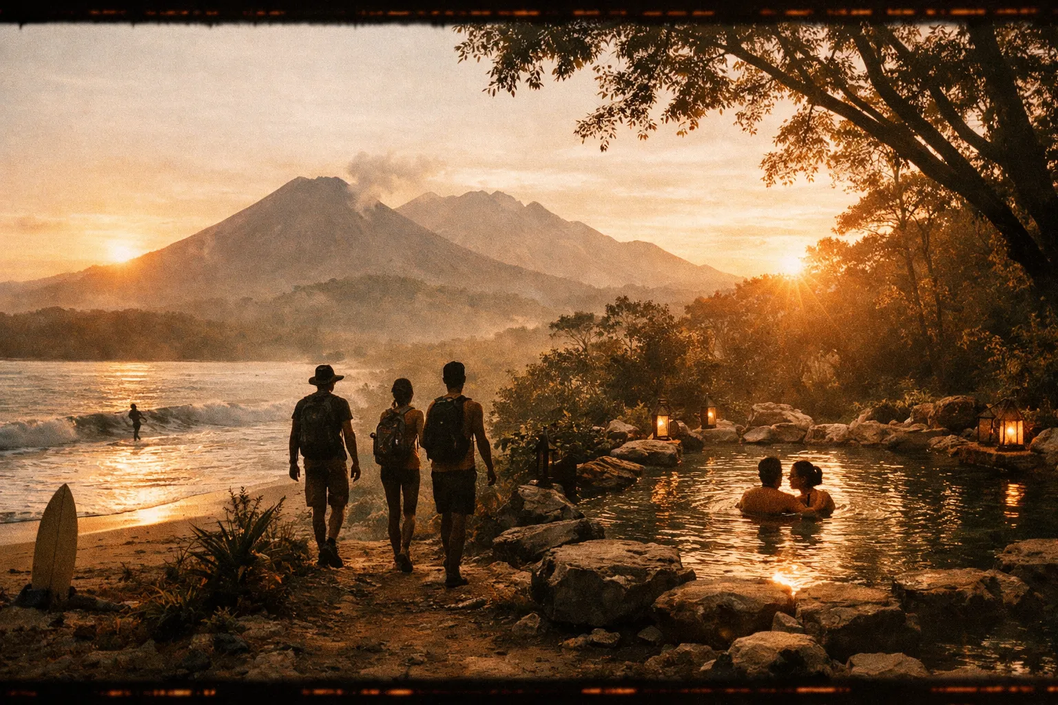 Panoramic view hinting at a 7-day Guanacaste itinerary: beaches, volcano, hot springs, and forest