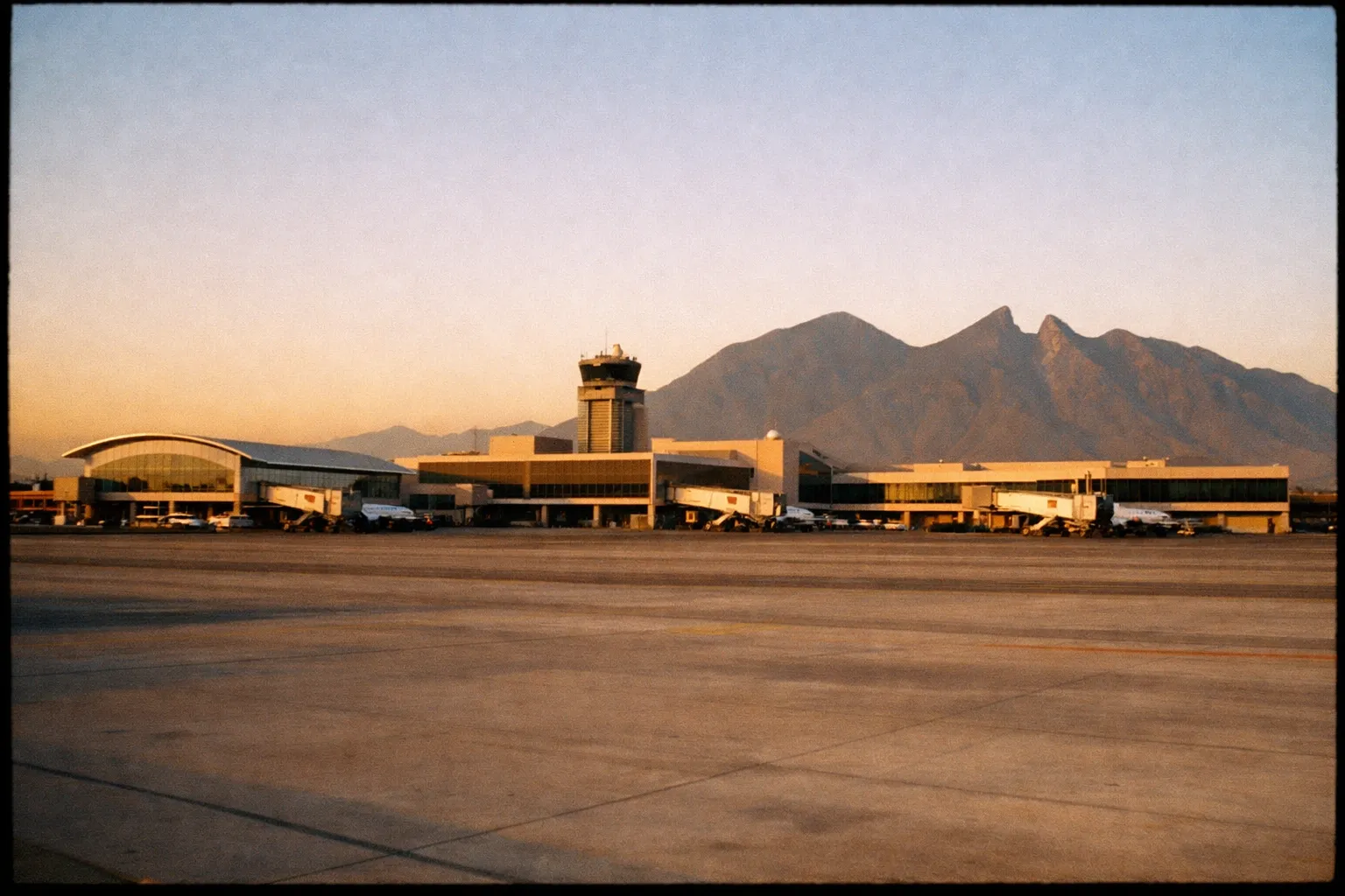 Exterior view of Monterrey MTY terminal complex at sunrise