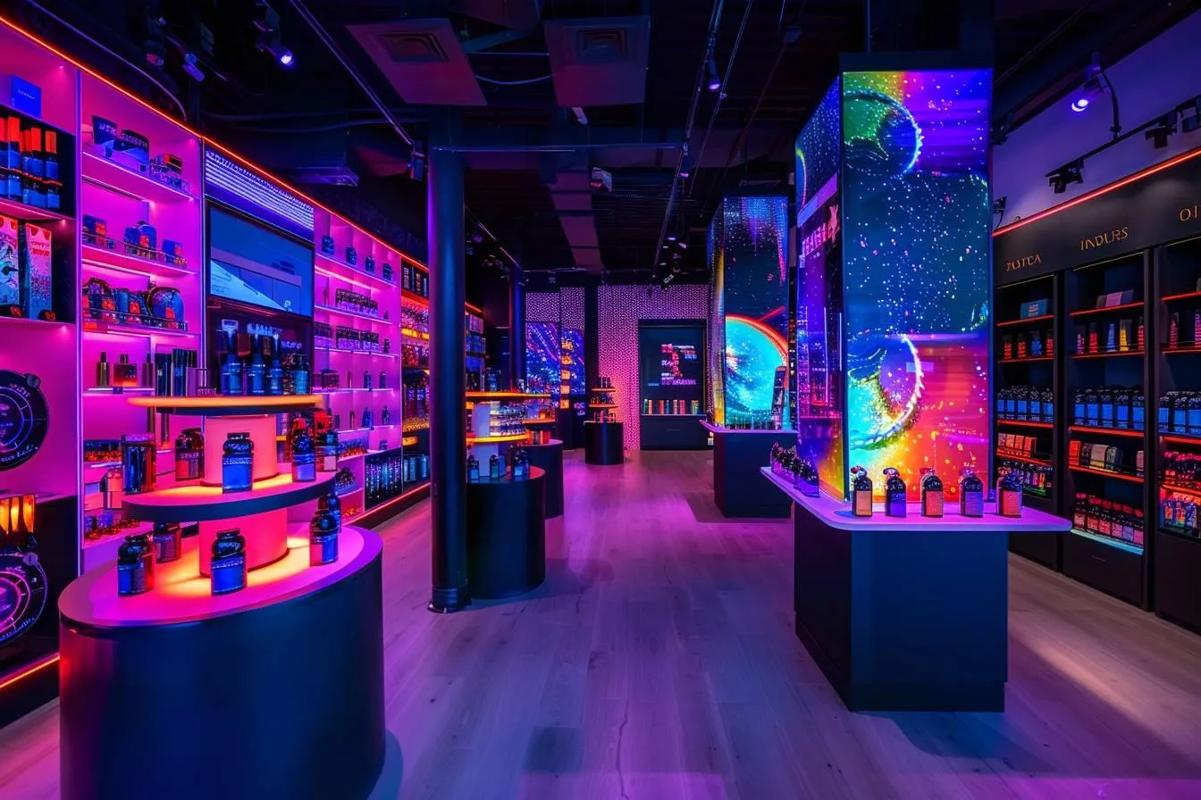 Exterior of a Pokémon Center store in Japan with bright window displays