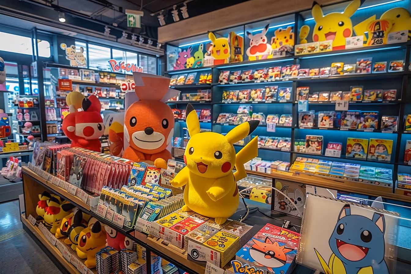 Pokémon Center store in Japan with colorful plush and merchandise displays